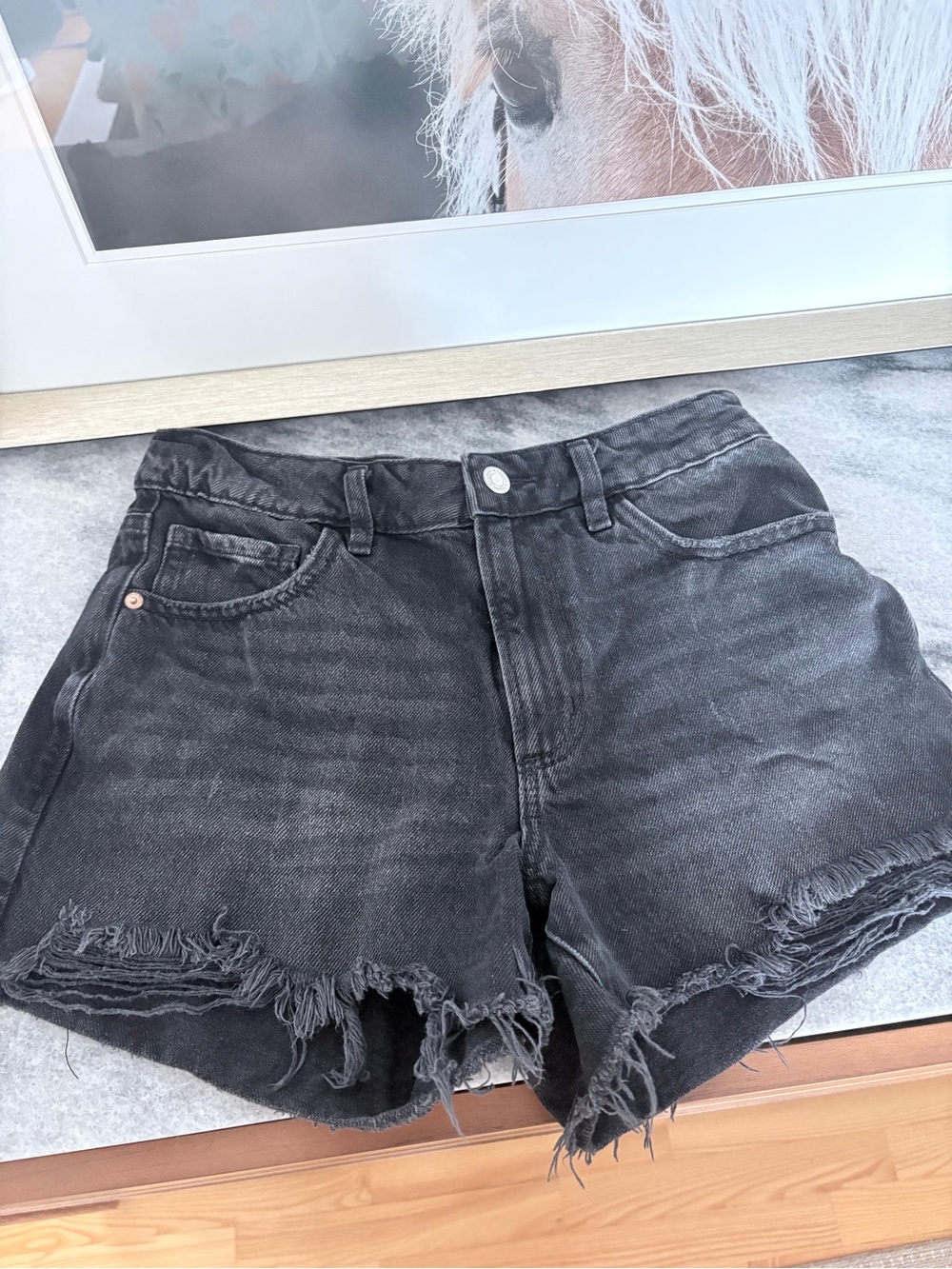 Dynamite Black Washed Distressed Denim Shorts